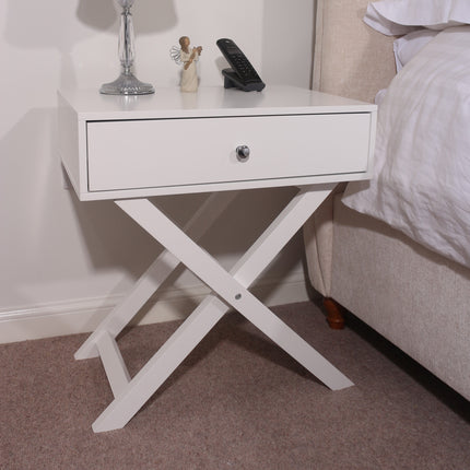 Painted - X Leg 1 Drawer Petite Bedside