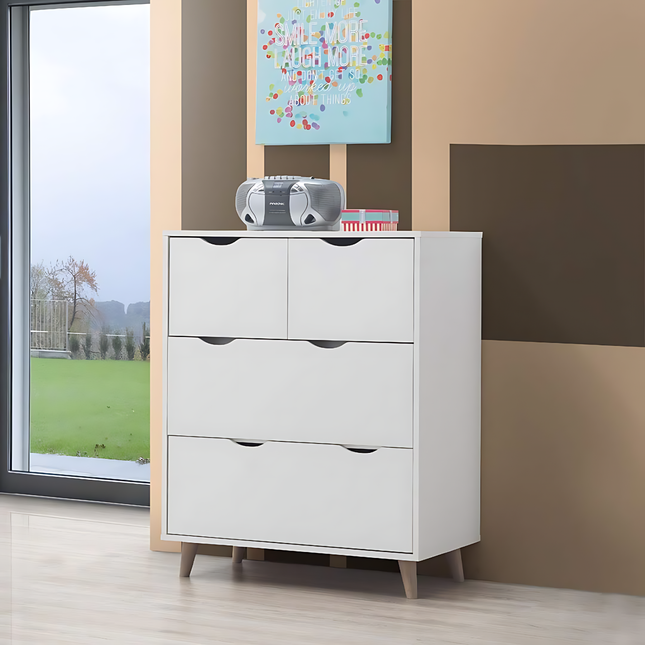 Pulford - 3 Piece Bedroom Set 4 Drawer - White & Sonoma Oak