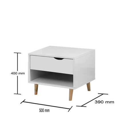 Pulford - Bedside Table - 1 Drawer - White