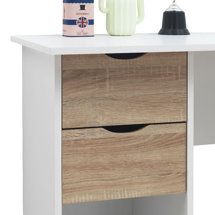 Pulford - Desk - 2 Drawers - White & Sonoma Oak