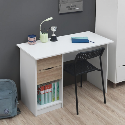Pulford - Desk - 2 Drawers - White & Sonoma Oak