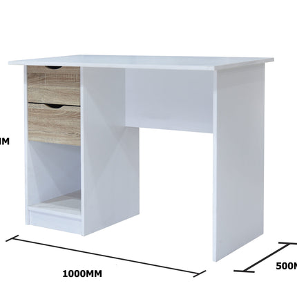 Pulford - Desk - 2 Drawers - White & Sonoma Oak