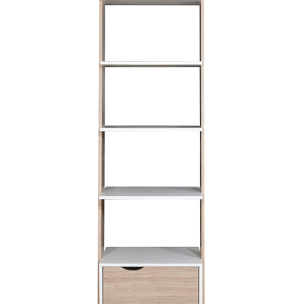 Pulford - Ladder Bookcase - White & Sonoma Oak