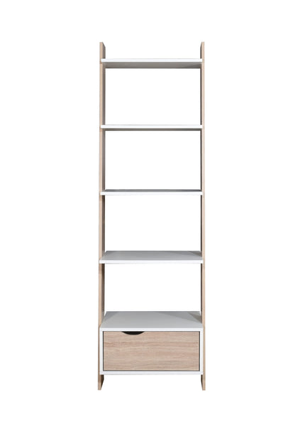 Pulford - Ladder Bookcase - White & Sonoma Oak
