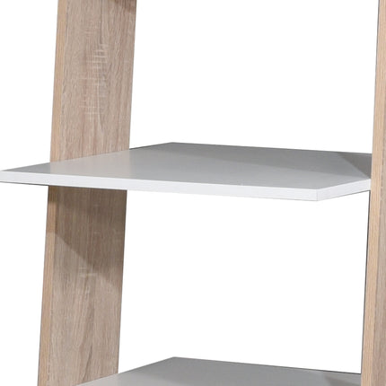 Pulford - Ladder Bookcase - White & Sonoma Oak