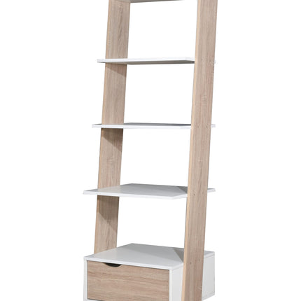 Pulford - Ladder Bookcase - White & Sonoma Oak