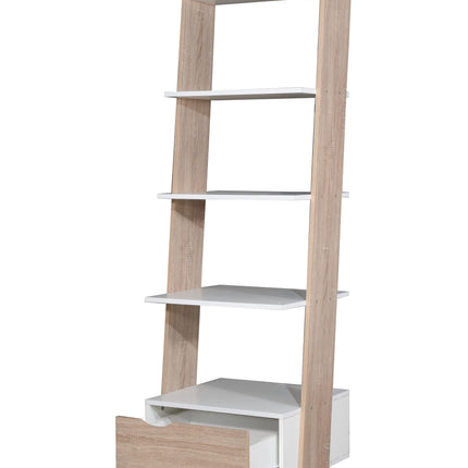 Pulford - Ladder Bookcase - White & Sonoma Oak