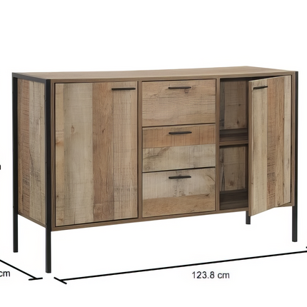 Stretton - 2 Door 3 Drawer Sideboard - Rustic Oak