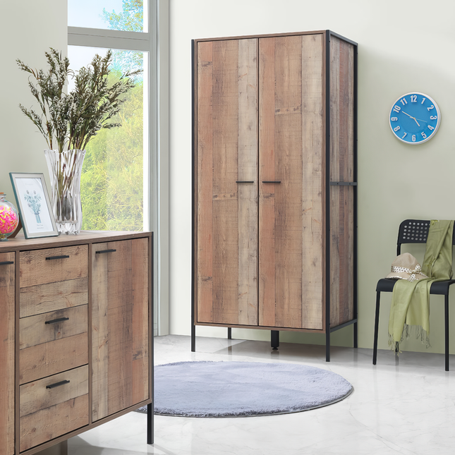 Stretton - 2 Door Wardrobe - Rustic Oak