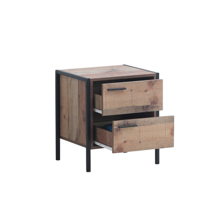 Stretton - 2 Drawer Bedside Table - Rustic Oak