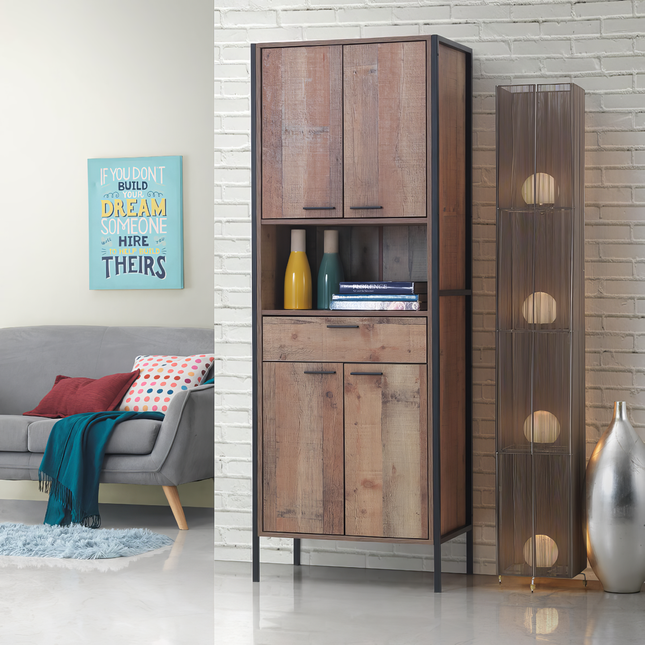 Stretton - Tall Storage Cabinet - Rustic Oak