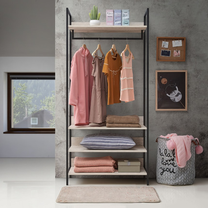 Zahra - Wide Open Wardrobe - 4 Shelves