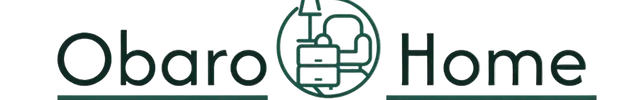 Dark green ’obaro home’ logo with a circular emblem featuring stylized house and window design.