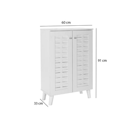 Essentials Compact 2 Door Shoe Cabinet dimension diagram, 60cm W × 33cm D × 91cm H