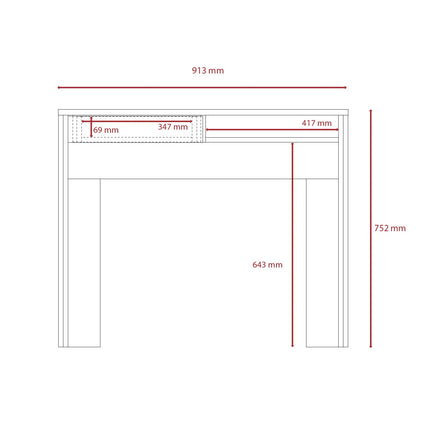 Dallas - Desk - 1 Drawer White with Angled Legs