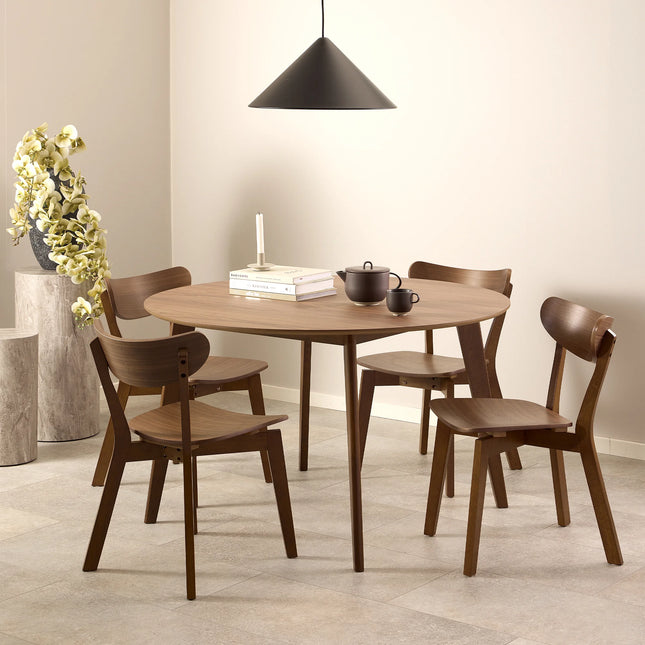 Roxby Round Dining Table 120x76cm in Walnut, Matt Black & Matt Oak
