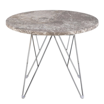 Prunus - Round Side Table with Grey-Brown Marble Top