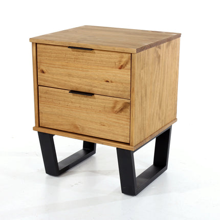 Texas - Bedside Table - 2 Drawer Industrial & Metal Legs