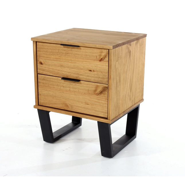 Texas - Bedside Table - 2 Drawer Industrial & Metal Legs