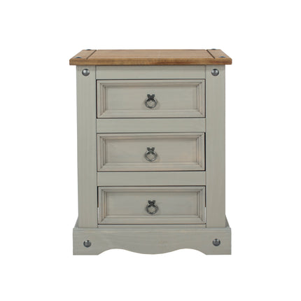 Corona - Bedside Cabinet - 3 Drawer Solid Pine Traditional