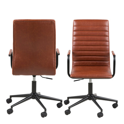 Winslow Swivel Desk Chair With Adjustable Height In Vintage Brandy