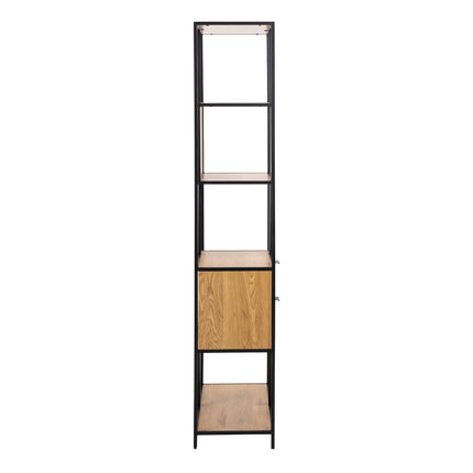 Seaford Tall Wild Oak Metal 2 Drawer Bookcase With 4 Shelves