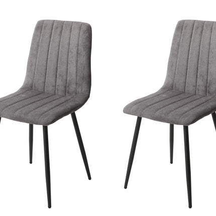 Aspen - Dining Chair Pair - Textured Fabric & Black Metal Legs