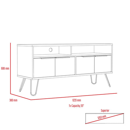 Nevada - TV Unit - 4 Door Smoked Oak & Hairpin Legs