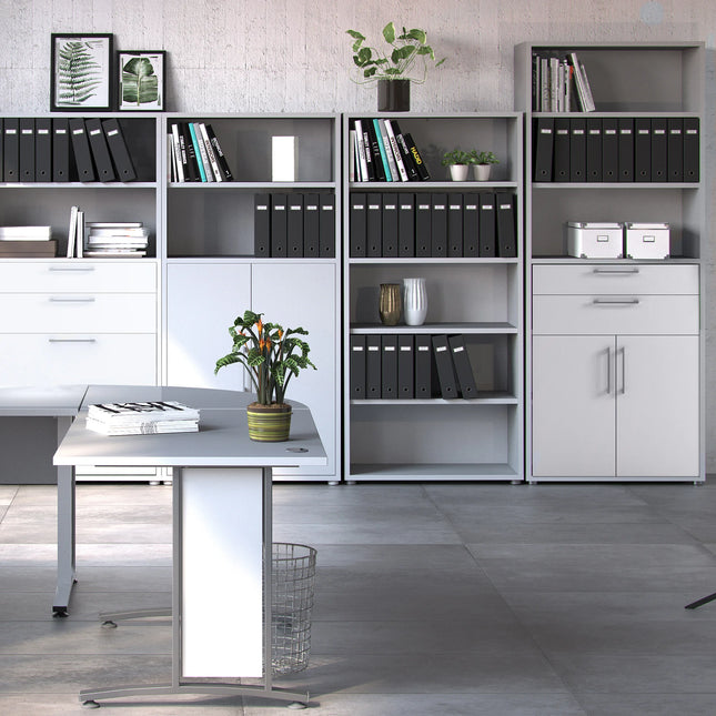 Prima - Bookcase 3 Shelves With 2 Drawers And 2 Doors