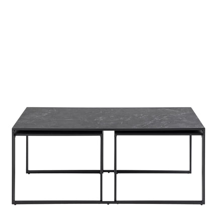 Infinity Square Coffee Table Set Matt Black Set of 3