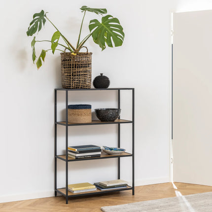 Seaford - Black Metal Low Bookcase with 3 Shelves