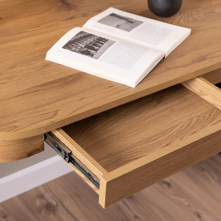 Blueton - Office Desk with 2 Drawers in Black and Oak
