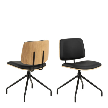 Owen Swivel Dining Chairs Matt Black Set of 2 | Stylish Comfort