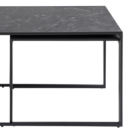 Infinity Square Coffee Table Set Matt Black Set of 3
