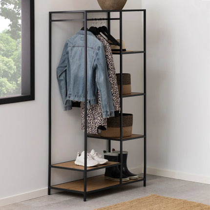 Seaford - Black Metal Clothes Rack with 5 Shelves