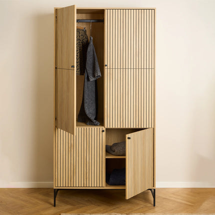 Albany Wardrobe 4 Door Adjustable Shelves 200cm Industrial