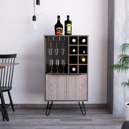 Nevada - Drinks Cabinet - 3 Door with Wine Rack & Hairpin Legs