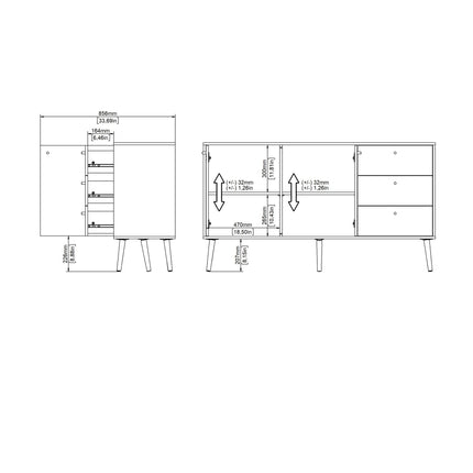 Cumbria Sideboard 2 Doors & 3 Drawers – Choice Of Finishes
