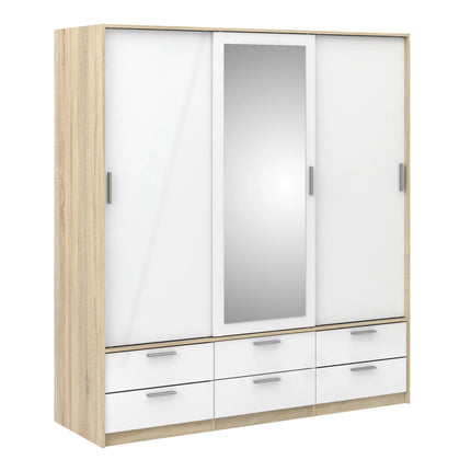 Line - Wardrobe with 3 Doors 6 Drawers