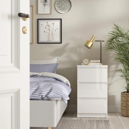 Naia - 3 Piece Bedroom Set, Nightstand, Chest and 2 Door 1 Drawer Wardrobe