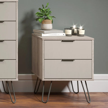 Augusta - Bedside Table - 2 Drawer & Hairpin Legs