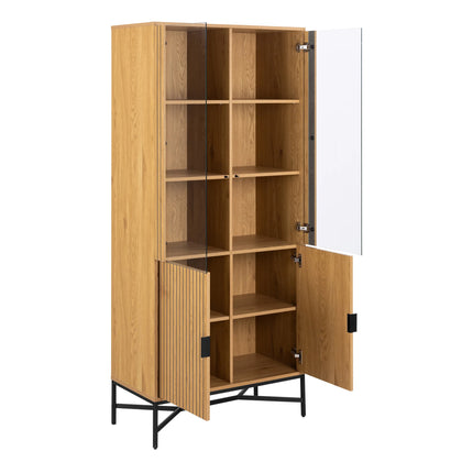 Jaipur Display Cabinet With 4 Doors and 6 Shelves in Wild Oak