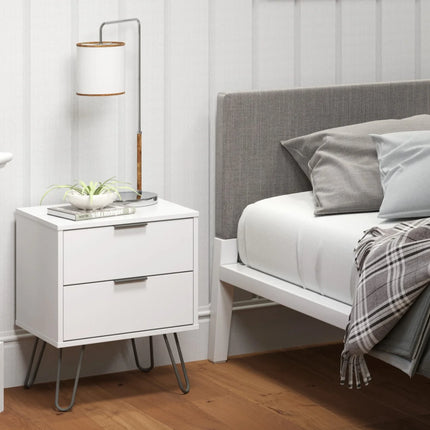 Augusta - Bedside Table - 2 Drawer & Hairpin Legs