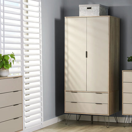 Augusta - Wardrobe - 2 Door 2 Drawer & Hairpin Legs