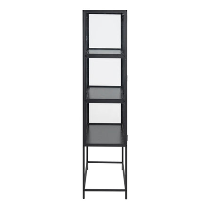 Seaford Tall Display Cabinet Glass Doors Steel 150cm