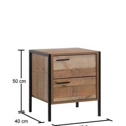 Stretton - 2 Drawer Bedside Table - Rustic Oak