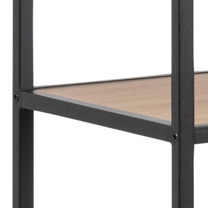 Seaford - Tall Large Black Metal Asymmetrical Bookcase with 5 Shelves