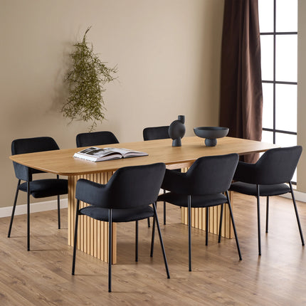 Christo Oak Dining Table with Lima or Ida Black Dining Chairs Set