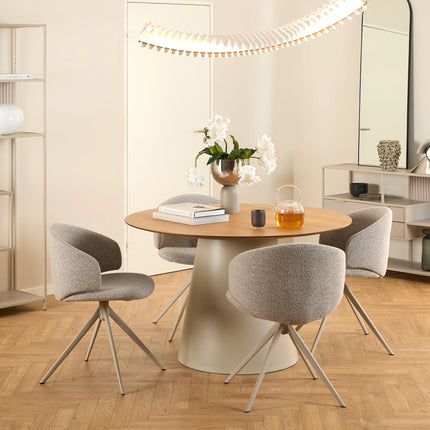 Soli - Round Dining Table with 4 Swivel Ella Dining Chairs