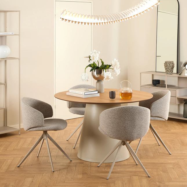 Soli - Round Dining Table with 4 Swivel Ella Dining Chairs